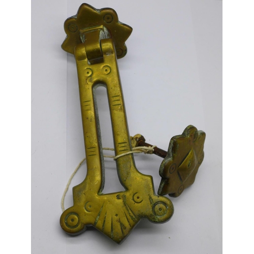 755 - A brass door knocker/letter box