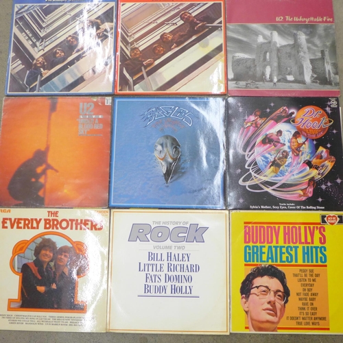 795 - Seventeen LP records, The Beatles, U2, Eagles, etc.