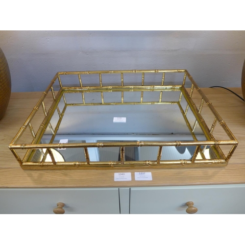 1489 - A gilt bamboo effect mirrored tray, 48 x 37cms (2080116)   #