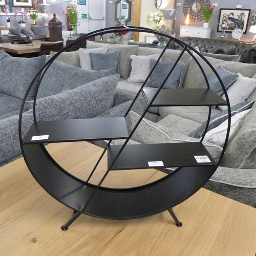 1507 - A Crofton black metal Art Deco style circular freestanding shelf unit, 56 x 50cm (NG719548)   #