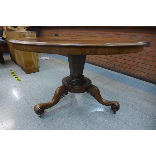 83 - A Victorian mahogany circular tilt-top breakfast table, 74cms h, 122cms dia.