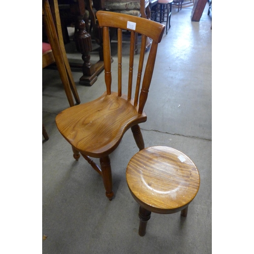 266 - A child's elm and beech chair and a mahogany stool