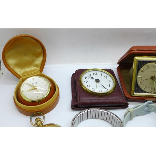 1026 - A collection of watches, pocket watches and clocks including Bulova and Oris