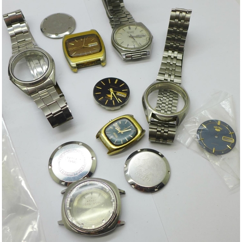 1031 - A collection of watch parts and a lady's Jaz wristwatch, boxed