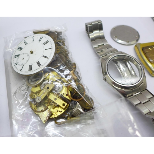 1031 - A collection of watch parts and a lady's Jaz wristwatch, boxed