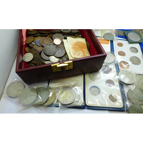 1048 - A collection of coins and bank notes