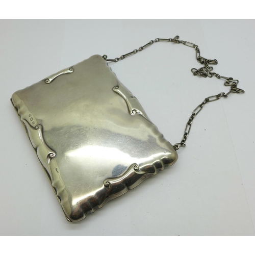 1051 - A silver purse/wallet with note pad, Birmingham 1912, Samuel M. Levi, bears initials, 114.9g, 73mm x... 