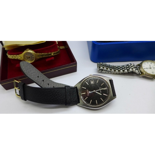 1057 - Six wristwatches including Seiko, Citizen and a lady's Junghans