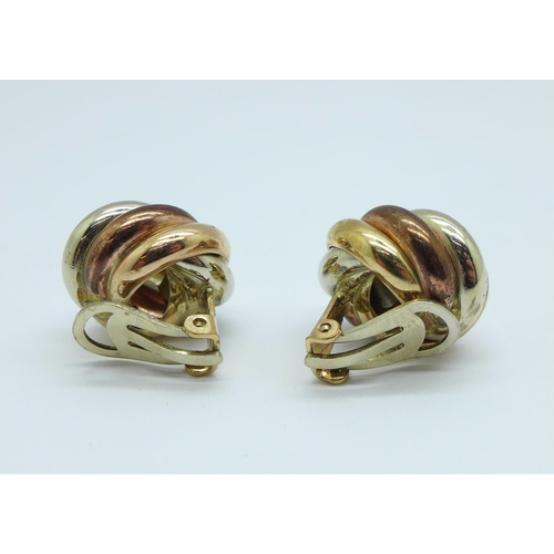 1074 - A pair of 9ct gold clip-on earrings, 5.5g