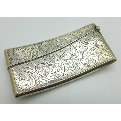 1092 - A silver card case, Birmingham 1907, (shallow dents, hinge strained)