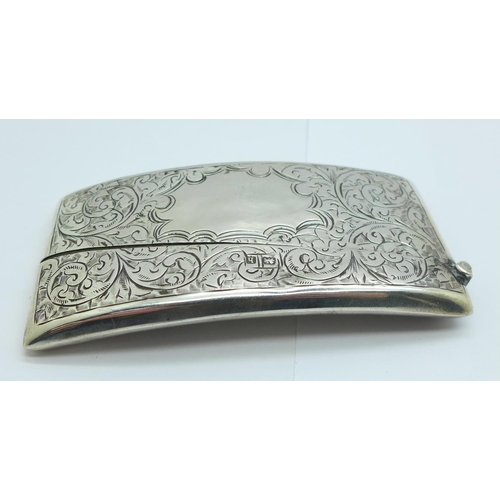 1092 - A silver card case, Birmingham 1907, (shallow dents, hinge strained)