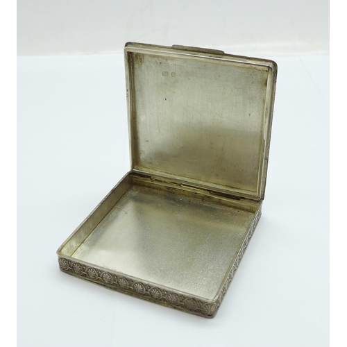 1093 - A silver case, London 1950, 55 x 55 x 8mm, 50g