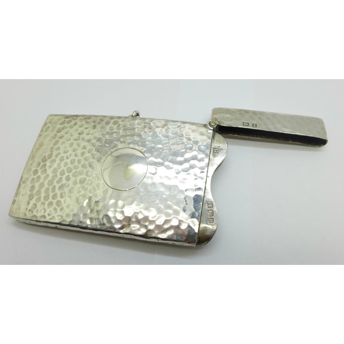 1094 - A hammered silver card case, George Unite, Birmingham 1906, 80mm x 45mm