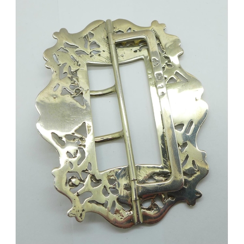 1096 - A Victorian silver buckle, London 1898, 87mm x 65mm