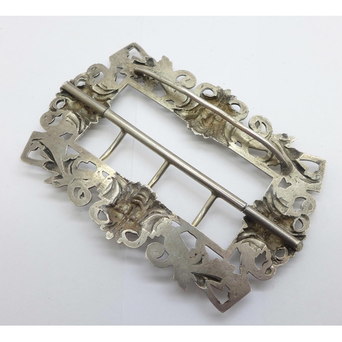 1098 - A Victorian silver buckle, Birmingham 1898, 73mm x 48mm