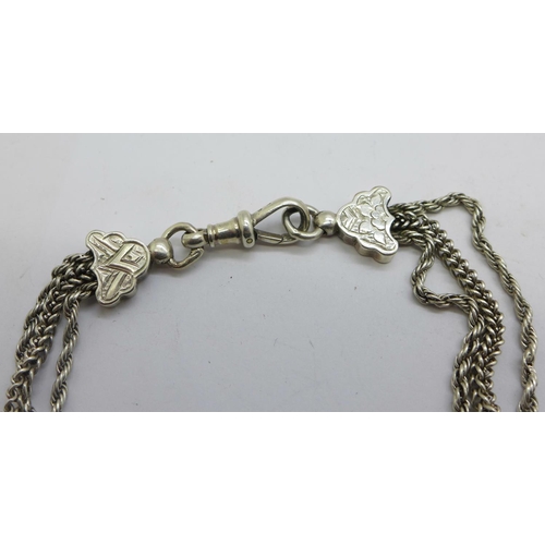 1119 - A Victorian silver Albertina chain/bracelet, marked S.S., 19.5cm