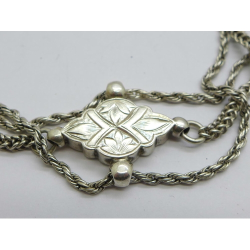 1119 - A Victorian silver Albertina chain/bracelet, marked S.S., 19.5cm