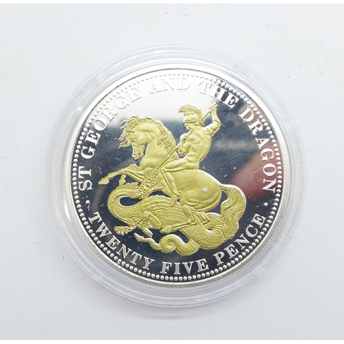 1125 - A 2013 St. Helena George and the Dragon Twenty Five Pence silver proof coin