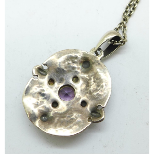 1132 - A silver Arts and Crafts pendant and chain