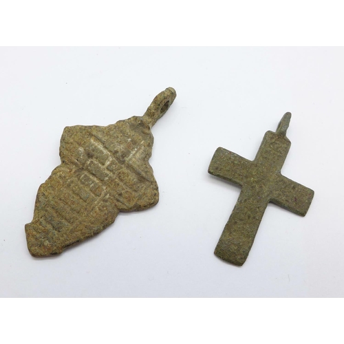 1184 - Two bronze Viking crosses, found in Russia