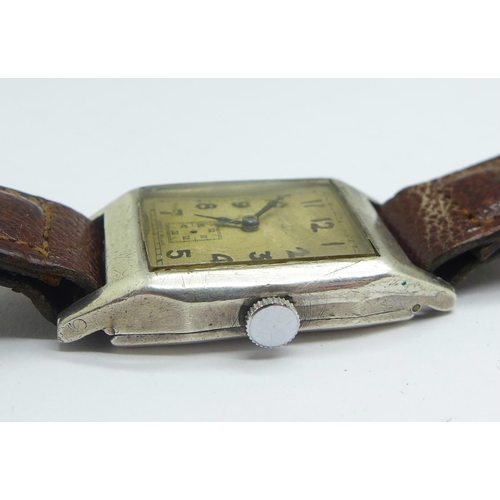 1234 - A gentleman's silver cased wristwatch