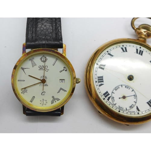 1244 - A Rado wristwatch and four other watches, pocket watch a/f