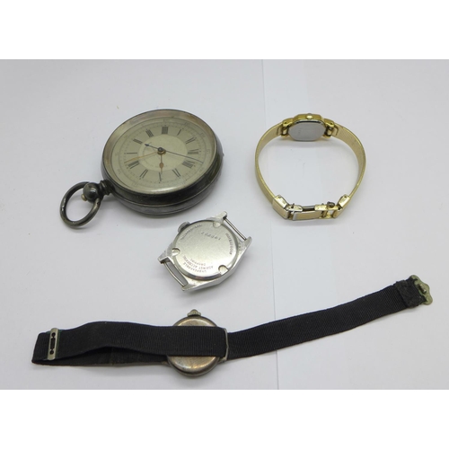 1245 - A 935 silver cased centre second chronograph pocket watch, a Rotary wristwatch head and two other wr... 