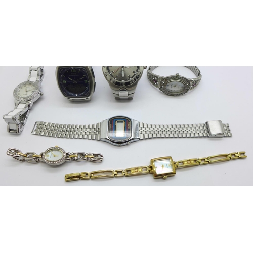 1246 - Lady's and gentleman's wristwatches including Casio Illuminator, (Head lacking case back)