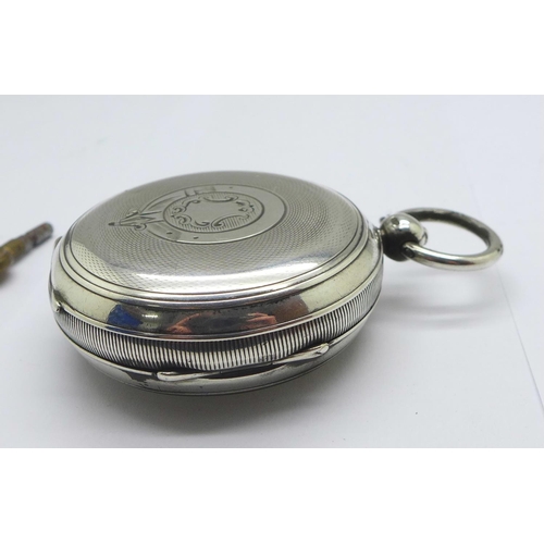 1250 - A J.G. Graves silver cased pocket watch, Chester 1901, with key