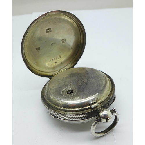 1250 - A J.G. Graves silver cased pocket watch, Chester 1901, with key