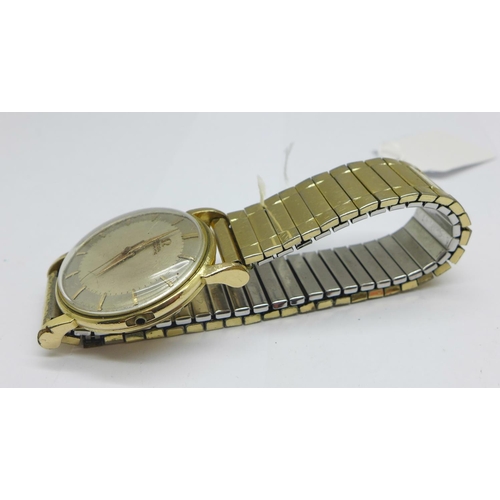 1253 - A gold plated Omega automatic wristwatch, the case back bears inscription dated 1960, glass loose an... 