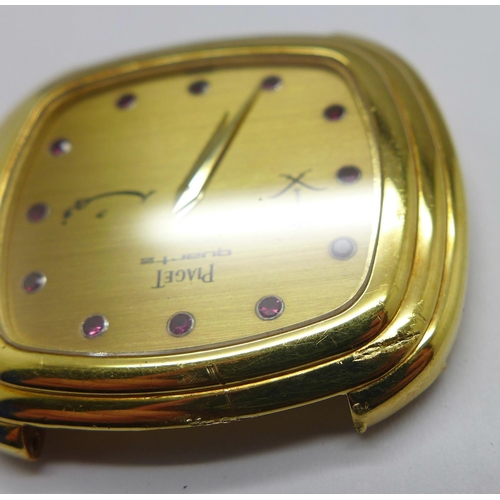 1256 - An 18ct gold Piaget quartz wristwatch, with 'crown' on the case back, 75121/316225, total weight 35.... 