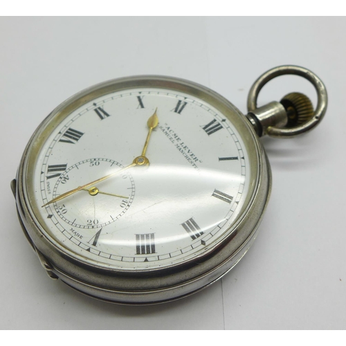 1261 - A silver cased top wind pocket watch, 'Acme Lever', button loose, and a silver cased Immisch's  ther... 