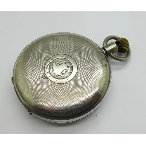 1261 - A silver cased top wind pocket watch, 'Acme Lever', button loose, and a silver cased Immisch's  ther... 