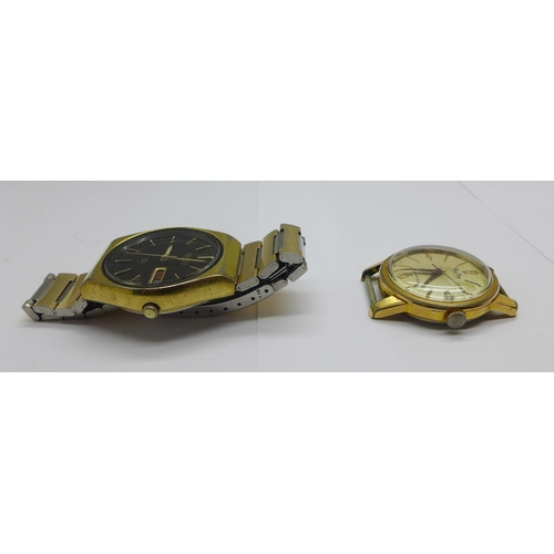 1262 - A Seiko quartz day-date wristwatch and a Mudu 25 jewels doublematic wristwatch head