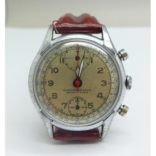 1265 - A Pierce chronograph wristwatch, circa 1940's, 36mm case