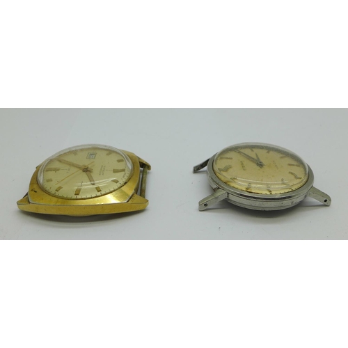 1267 - Two gentleman's wristwatch heads, Eterna Vision and Timex automatic