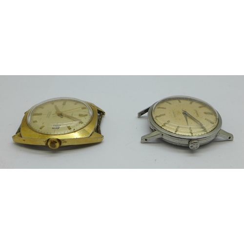 1267 - Two gentleman's wristwatch heads, Eterna Vision and Timex automatic