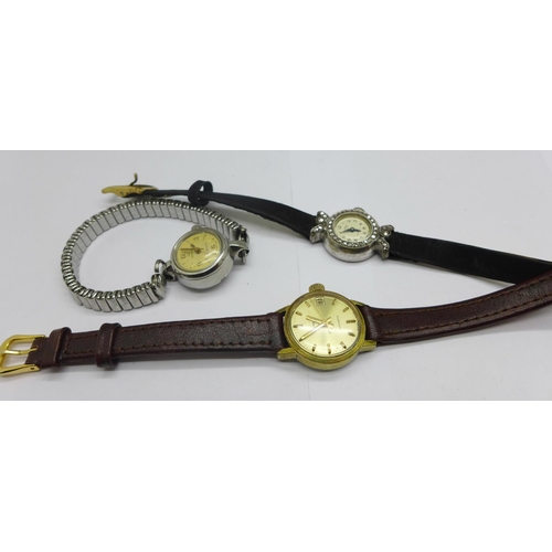 1268 - Three lady's wristwatches; Omega Ladymatic, Cyma automatic and Buren Grand Prix