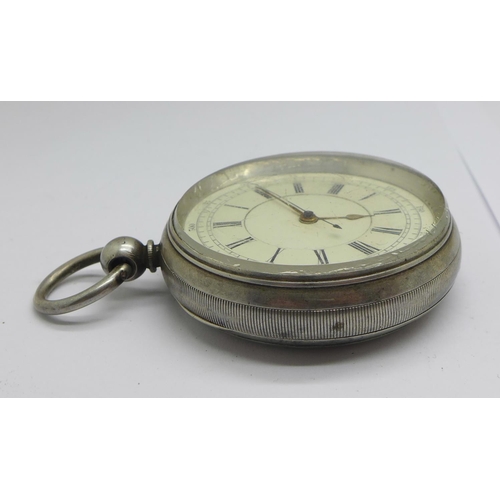 1269 - A silver cased centre seconds chronograph pocket watch, Birmingham 1896