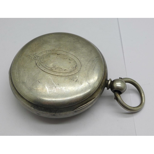 1269 - A silver cased centre seconds chronograph pocket watch, Birmingham 1896