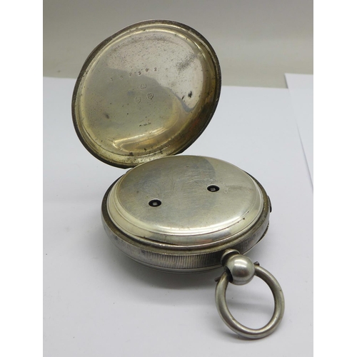 1269 - A silver cased centre seconds chronograph pocket watch, Birmingham 1896