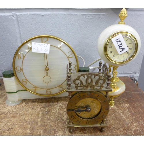 1272A - A Smiths electric clock, one other electric clock and an onyx clock