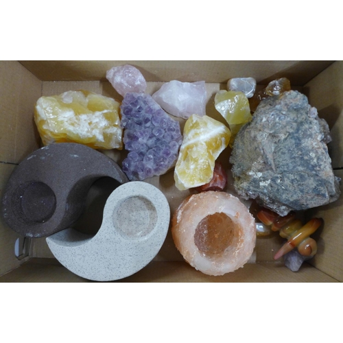 1273D - A collection of amethyst, yellow calcite and other crystals, etc. **PLEASE NOTE THIS LOT IS NOT ELIG... 