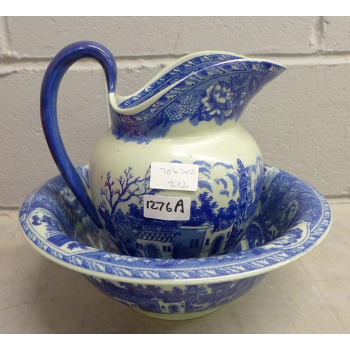 1276A - A blue and white wash jug and bowl **PLEASE NOTE THIS LOT IS NOT ELIGIBLE FOR POSTING AND PACKING**