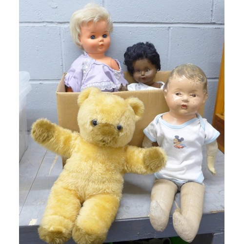 1278 - Three dolls and a Teddy bear **PLEASE NOTE THIS LOT IS NOT ELIGIBLE FOR POSTING AND PACKING**