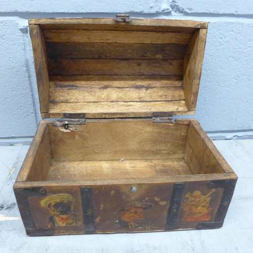 1280D - A wooden domed top box with decoupage scraps