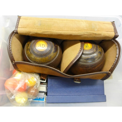 1281B - A boxed set of indoor bowls, dominoes, bridge set and other toys **PLEASE NOTE THIS LOT IS NOT ELIGI... 