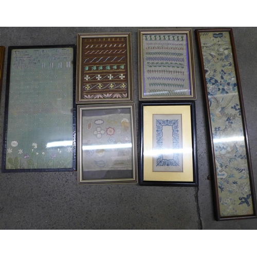 1285B - Seven Victorian needlework panels, framed **PLEASE NOTE THIS LOT IS NOT ELIGIBLE FOR POSTING AND PAC... 