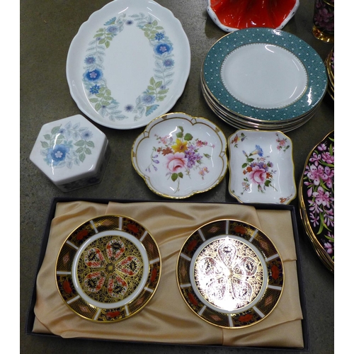 1287B - Assorted china including a Coalport red 'Sophie' figurine, a Wedgwood Clementine dish with cover, a ... 